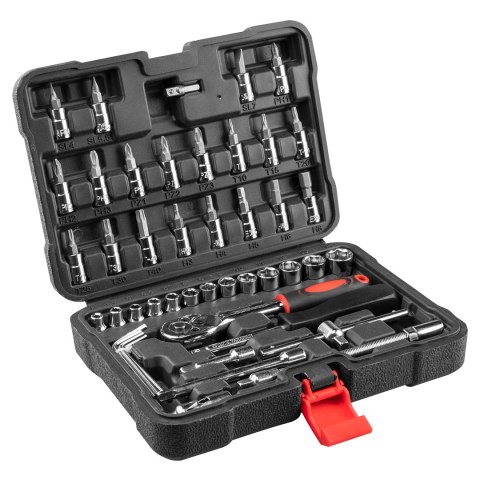 Zestaw kluczy nasadowych 1/4" 49 szt. Zestaw kluczy nasadowych 1/4" 49 szt.