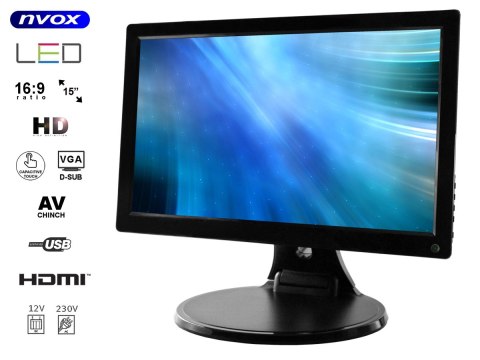Monitor dotykowy ips led 15.6cali full hd vga hdmi usb av 12v 230v Monitor dotykowy ips led 15.6cali full hd vga hdmi usb av 12v 230v