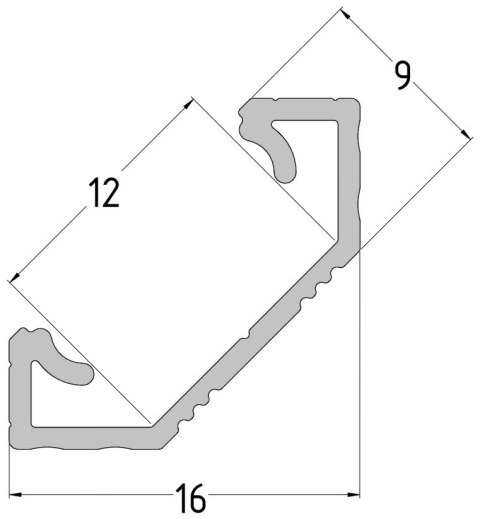 PROFIL Z KLOSZEM DO TAŚM LED PR-LED/CA/2M NAROŻNY SREBRNY