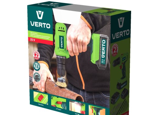 Wiertarko-wkrętarka akumulatorowa 2 x 20V, Li-Ion/1.5Ah, walizka Wiertarko-wkrętarka akumulatorowa 2 x 20V, Li-Ion/1.5Ah, walizka