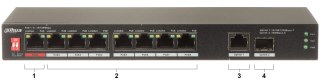 SWITCH POE PFS3110-8ET1GT1GF-96 8-PORTOWY SFP DAHUA
