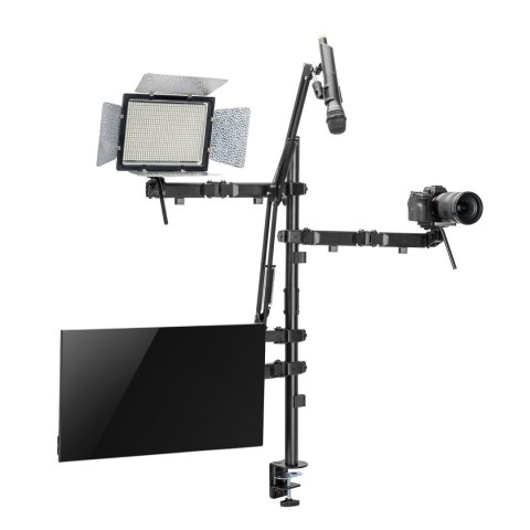 Uchwyt na monitor mikrofon kamerę i naświetlacz All-In-One Studio NanoRS, YouTube, 17"-32", max. 9kg, RS164 Uchwyt na monitor mikrofon kamerę i naświetlacz All-In-One Studio NanoRS, YouTube, 17"-32", max. 9kg, RS164