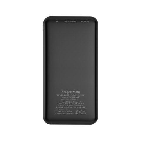 PowerBank Kruger&Matz 10000 mAh Li-pol z funkcją QC oraz PD PowerBank Kruger&Matz 10000 mAh Li-pol z funkcją QC oraz PD