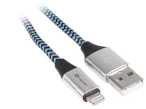 Kabel TRACER USB 2.0 iPhone AM - lightning 1,0m czarno-niebieski Kabel TRACER USB 2.0 iPhone AM - lightning 1,0m czarno-niebieski