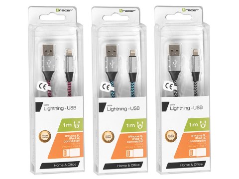 Kabel TRACER USB 2.0 iPhone AM - lightning 1,0m czarno-niebieski Kabel TRACER USB 2.0 iPhone AM - lightning 1,0m czarno-niebieski