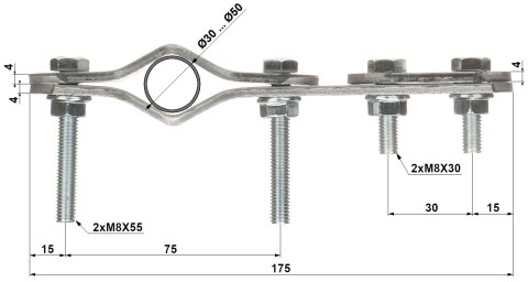 OBEJMA ZACISKOWA DO INSTALACJI ODGROMOWEJ JK-50/2