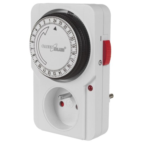 Włącznik czasowy - timer mechaniczny GreenBlue, 48 programów, max. obciążenie 16A, IP20, GB360 E Włącznik czasowy - timer mechaniczny GreenBlue, 48 programów, max. obciążenie 16A, IP20, GB360 E