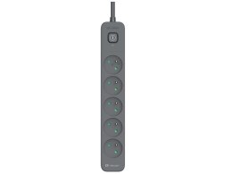 Listwa zasilająca antyprzepięciowa TRACER Power Line+ 1,8 m Graphite (5 gniazd)