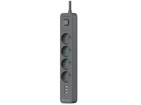 Listwa zasilająca antyprzepięciowa TRACER Power Line+ mobile ready 1.5 m (4 gniazda + 3x USB A, 5V 2,4A) Listwa zasilająca antyprzepięciowa TRACER Power Line+ mobile ready 1.5 m (4 gniazda + 3x USB A, 5V 2,4A)