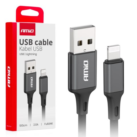 Kabel do ładowania usb-a - lightning iphone 2a 100cm fulllink amio-03901 Kabel do ładowania usb-a - lightning iphone 2a 100cm fulllink amio-03901
