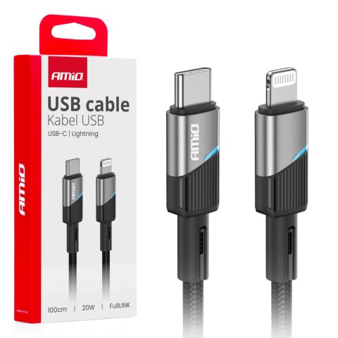 Kabel do ładowania usb-c - iphone lightning 20w 100cm amio-03928 Kabel do ładowania usb-c - iphone lightning 20w 100cm amio-03928