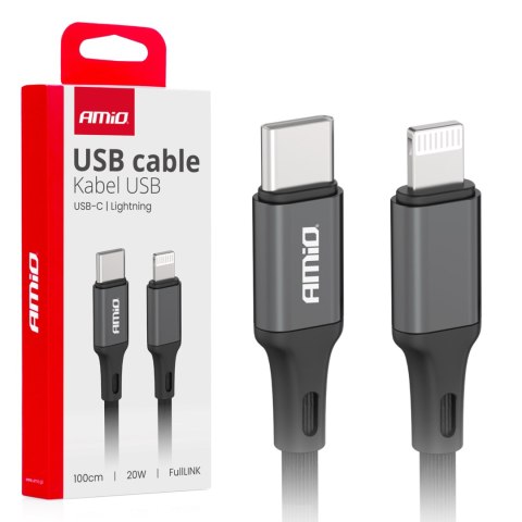 Kabel do ładowania usb-c - lightning iphone pd 20w 100cm fulllink amio-03904 Kabel do ładowania usb-c - lightning iphone pd 20w 100cm fulllink amio-03904