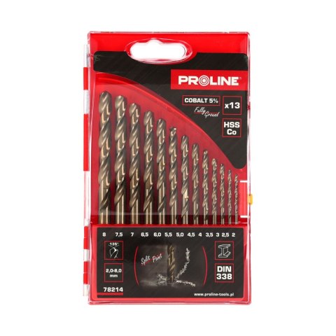 Wiertła do metalu hssco din338 szlif.13szt(2-8mm) proline Wiertła do metalu hssco din338 szlif.13szt(2-8mm) proline