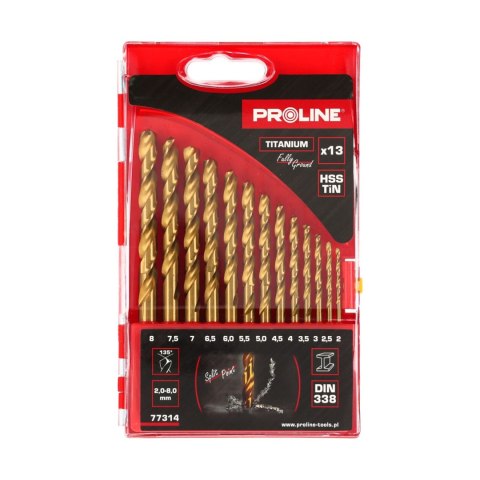 Wiertła do metalu hsstin din338 szlif.13szt(2-8mm)proline Wiertła do metalu hsstin din338 szlif.13szt(2-8mm)proline