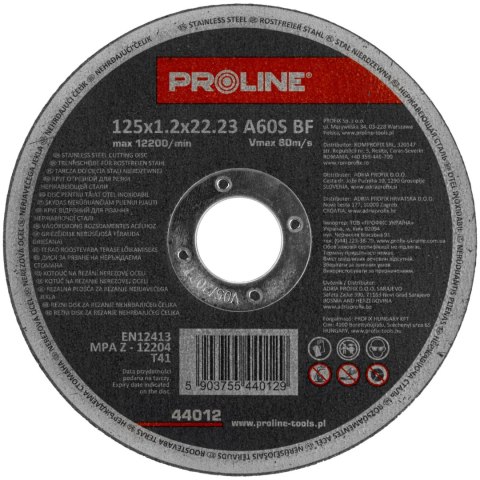 Tarcze do cięcia stali kwas.t41,125x1.2x22a60s proline 10szt Tarcze do cięcia stali kwas.t41,125x1.2x22a60s proline 10szt