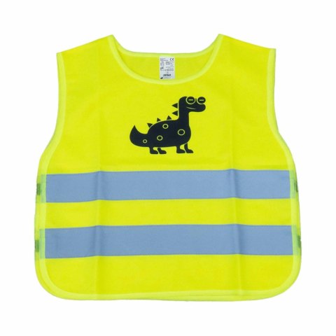 Kamizelka ostrzegawcza odblaskowa dziecięca żółta dinozaur amio-03936 Kamizelka ostrzegawcza odblaskowa dziecięca żółta dinozaur amio-03936
