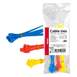 Opaski zaciskowe plastikowe wielokolorowe zestaw 60 szt. amio-04313
