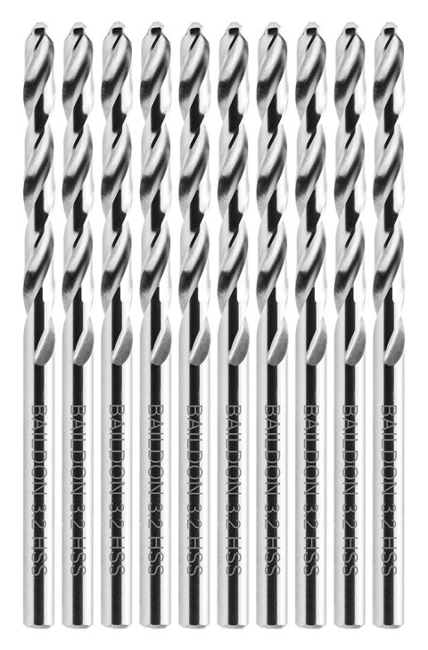 Wiertła do metalu Baildon BASIC DIN 338 RN NWKa 3,2 mm, HSS (S), 65-36 mm, wielokrotność 10 Wiertła do metalu Baildon BASIC DIN 338 RN NWKa 3,2 mm, HSS (S), 65-36 mm, wielokrotność 10