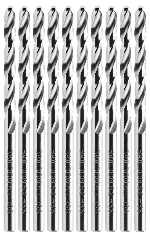 Wiertła do metalu Baildon BASIC DIN 338 RN NWKa 5,2 mm, HSS (S), 86-52 mm, wielokrotność 10 Wiertła do metalu Baildon BASIC DIN 338 RN NWKa 5,2 mm, HSS (S), 86-52 mm, wielokrotność 10