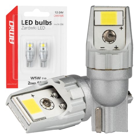 Żarówki led canbus t10 w5w 2smd 3570 white 12v 24v amio-04256 Żarówki led canbus t10 w5w 2smd 3570 white 12v 24v amio-04256
