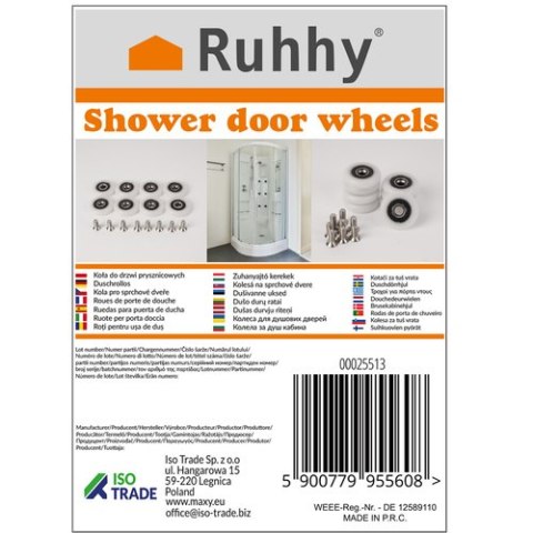 Kółka do kabiny prysznicowej Ruhhy 25513 Kółka do kabiny prysznicowej Ruhhy 25513