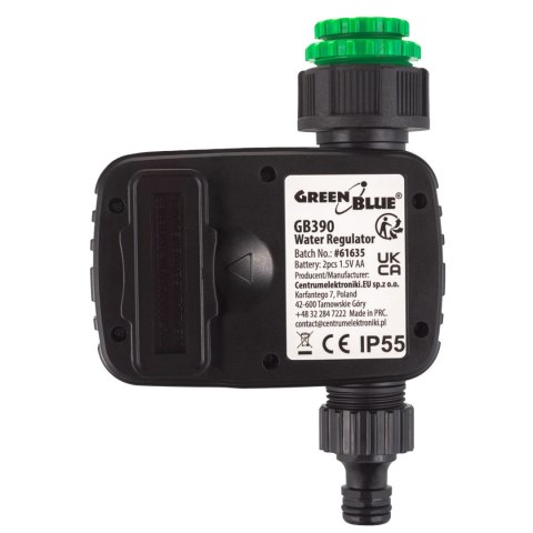 Elektroniczny sterownik nawadniania GreenBlue, programator, zasilanie 2x1,5V AA, GB390 Elektroniczny sterownik nawadniania GreenBlue, programator, zasilanie 2x1,5V AA, GB390