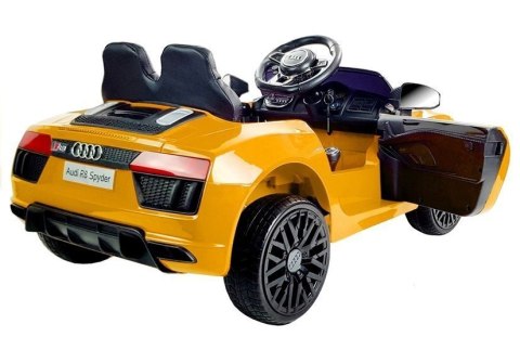 Auto na Akumulator Audi R8 Spyder Żółty Lakierowany Auto na Akumulator Audi R8 Spyder Żółty Lakierowany