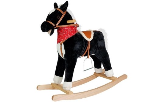 Koń Na Biegunach Czarno- Biały Dźwięki Rusza Pyskiem Ogonem 74 cm Koń Na Biegunach Czarno- Biały Dźwięki Rusza Pyskiem Ogonem 74 cm
