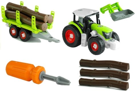 Rozkręcany Traktor z Przyczepą z Drewnem 43 cm Rozkręcany Traktor z Przyczepą z Drewnem 43 cm