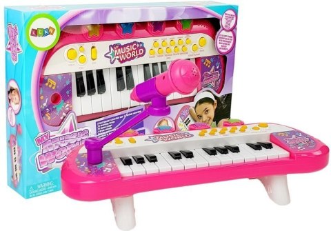 Keyboard Pianinko 24 Klawisze USB Mikrofon Różowy Keyboard Pianinko 24 Klawisze USB Mikrofon Różowy