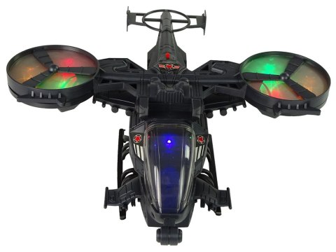 Helikopter Wojskowy Ogromne Skrzydła Światła Dźwięk Obraca Się Helikopter Wojskowy Ogromne Skrzydła Światła Dźwięk Obraca Się