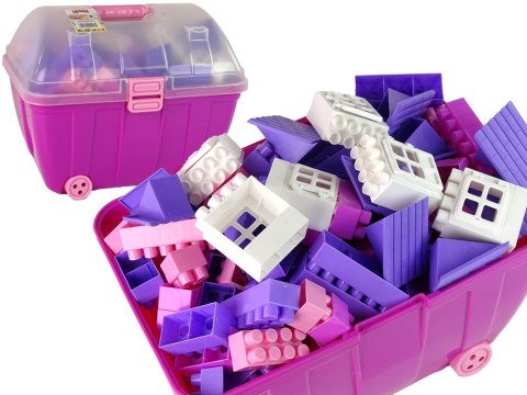Kuferek Pastelowy Różowy Z Klockami K2 180 El. Kuferek Pastelowy Różowy Z Klockami K2 180 El.