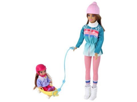 Lalki Anlily Mama Z Córką Na Sankach Zestaw Sanki Lalki Anlily Mama Z Córką Na Sankach Zestaw Sanki