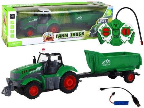Zdalnie Sterowany Ciągnik Traktor R/C z Przyczepą 1:24 Światła Zielony Zdalnie Sterowany Ciągnik Traktor R/C z Przyczepą 1:24 Światła Zielony
