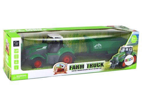 Zdalnie Sterowany Ciągnik Traktor R/C z Przyczepą 1:24 Światła Zielony Zdalnie Sterowany Ciągnik Traktor R/C z Przyczepą 1:24 Światła Zielony