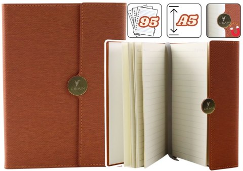 Notes Biurowy Na Magnes Notatnik A5 W Linie Z Obiciem Brązowy Notes Biurowy Na Magnes Notatnik A5 W Linie Z Obiciem Brązowy