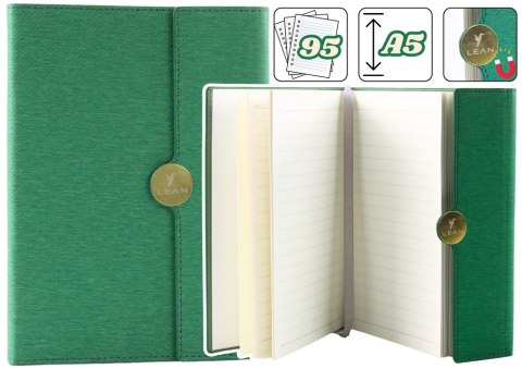Notes Biurowy Na Magnes Notatnik A5 W Linie Z Obiciem Zielony Notes Biurowy Na Magnes Notatnik A5 W Linie Z Obiciem Zielony