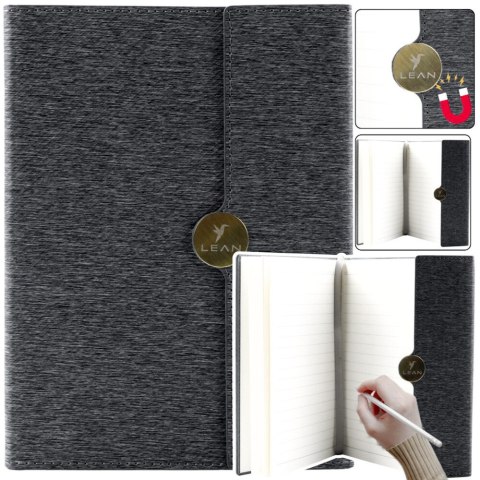 Notes Biurowy Na Magnes Notatnik W Linie A5 Z Obiciem Czarny Notes Biurowy Na Magnes Notatnik W Linie A5 Z Obiciem Czarny