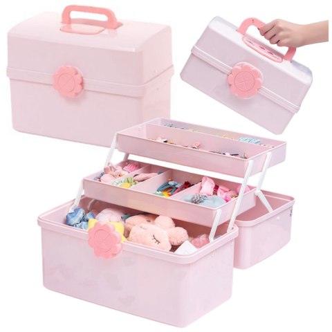 Organizer Pudełko Na Biżuterię Kosmetyki Akcesoria Różowe 29x16x16cm Organizer Pudełko Na Biżuterię Kosmetyki Akcesoria Różowe 29x16x16cm