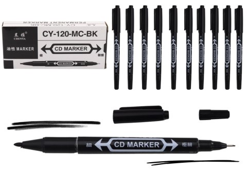 Zestaw Markerów Dwustronnych Wodoodpornych Do Płyt CD Czarny 10szt. Zestaw Markerów Dwustronnych Wodoodpornych Do Płyt CD Czarny 10szt.