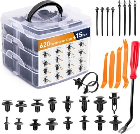 Zestaw Spinek Samochodowych W Organizerze 16 Rozmiarów PVC 620el Zestaw Spinek Samochodowych W Organizerze 16 Rozmiarów PVC 620el