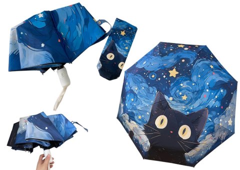 Parasol Automatyczny Przeciwdeszczowy Przeciwsłoneczny Kot Niebieska Parasol Automatyczny Przeciwdeszczowy Przeciwsłoneczny Kot Niebieska