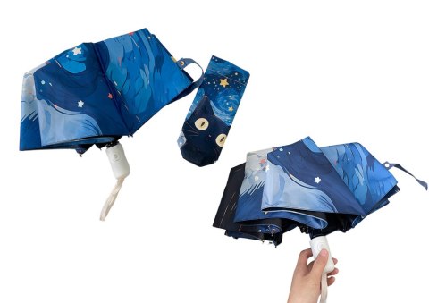 Parasol Automatyczny Przeciwdeszczowy Przeciwsłoneczny Kot Niebieska Parasol Automatyczny Przeciwdeszczowy Przeciwsłoneczny Kot Niebieska