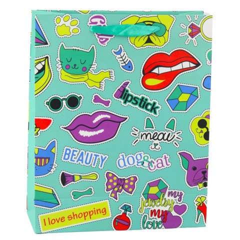 Torba Prezentowa Naklejki Kolorowe Znaczki 32 x 26 x 12 cm Torba Prezentowa Naklejki Kolorowe Znaczki 32 x 26 x 12 cm