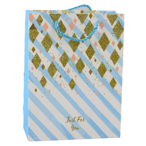 Torba Prezentowa Papierowa Niebieska Różowa Brokat 23 x 18 x 10,5 cm Torba Prezentowa Papierowa Niebieska Różowa Brokat 23 x 18 x 10,5 cm