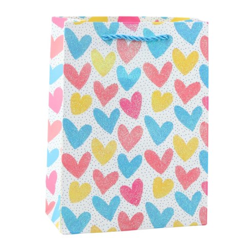Torba Prezentowa Serca Gwiazdki Kropki Paski Kolorowe 23 x 18 x 10,5 cm Torba Prezentowa Serca Gwiazdki Kropki Paski Kolorowe 23 x 18 x 10,5 cm