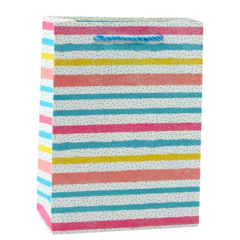 Torba Prezentowa Serca Gwiazdki Kropki Paski Kolorowe 23 x 18 x 10,5 cm Torba Prezentowa Serca Gwiazdki Kropki Paski Kolorowe 23 x 18 x 10,5 cm