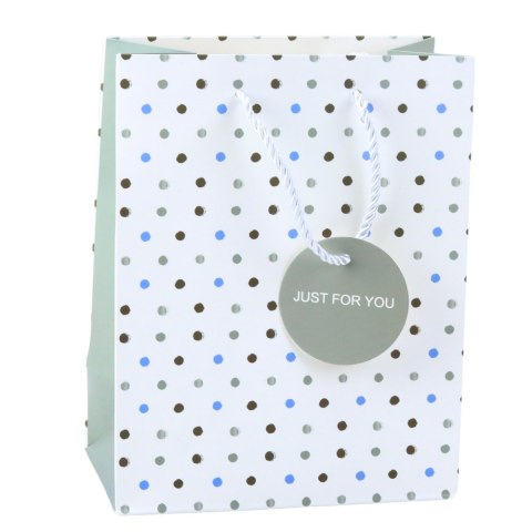 Torba Prezentowa Z Kropkami Napis Just For You 23 x 18 x 10,5 cm Torba Prezentowa Z Kropkami Napis Just For You 23 x 18 x 10,5 cm