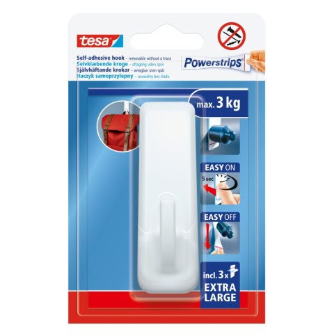 Haczyki samoprzylep.powerstrips 1 szt.prostokątny duży biały Haczyki samoprzylep.powerstrips 1 szt.prostokątny duży biały