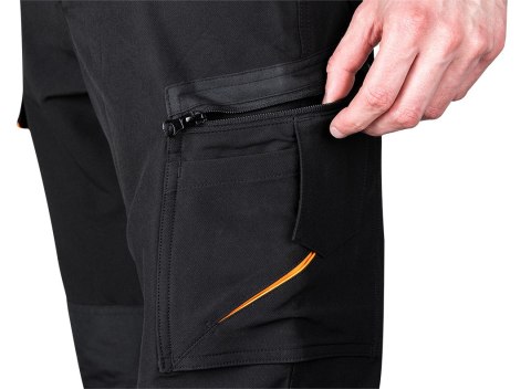 Spodnie robocze Mix&Match, 4 way stretch, czarno-pomarańczowe, rozmiar XXL Spodnie robocze Mix&Match, 4 way stretch, czarno-pomarańczowe, rozmiar XXL
